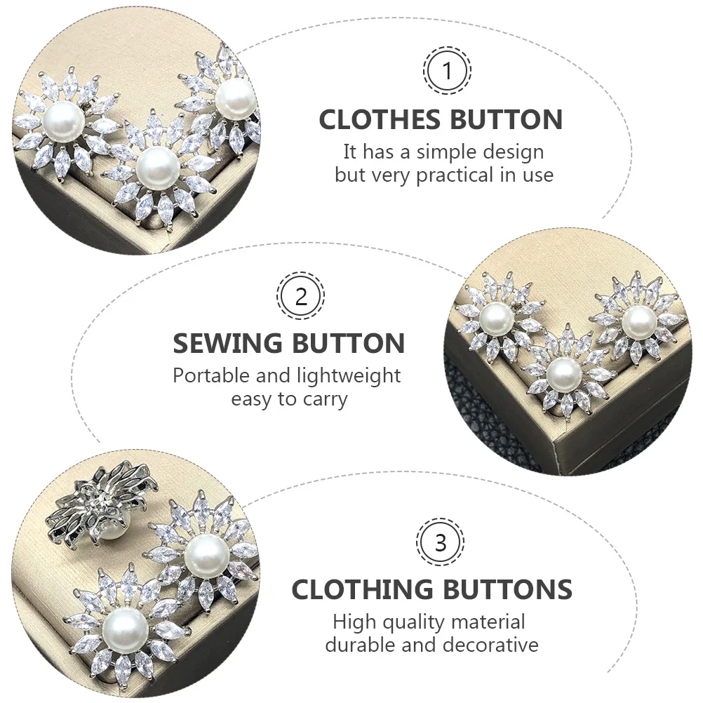 

3Pcs Zircon Button Unique Attractive Versatile Button DIY Crafts Buttons Simple Practical Use DIY Crafts Buttons