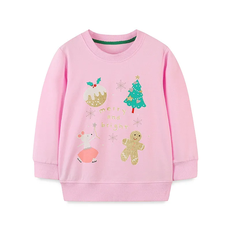

Girls New Year 2-7T Christmas Boys Girl Sweatshirts Long Sleeve Children Baby Clothing Toddler Hooded Shirts Costume Kids Shirts