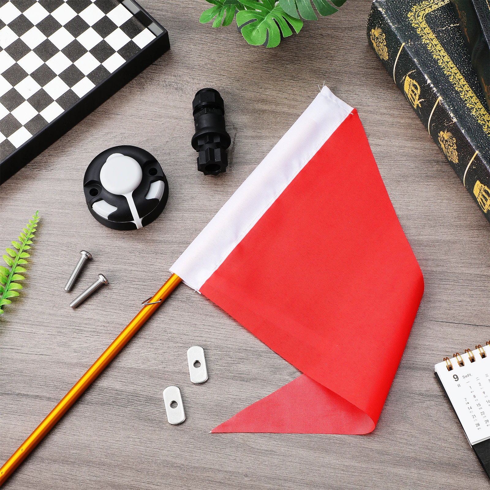 

Folding Boat Flag with Pole Multi Function Kayak Safety Warning Flag for Ship Flag Holder Base Watercraft Accessory and Decor