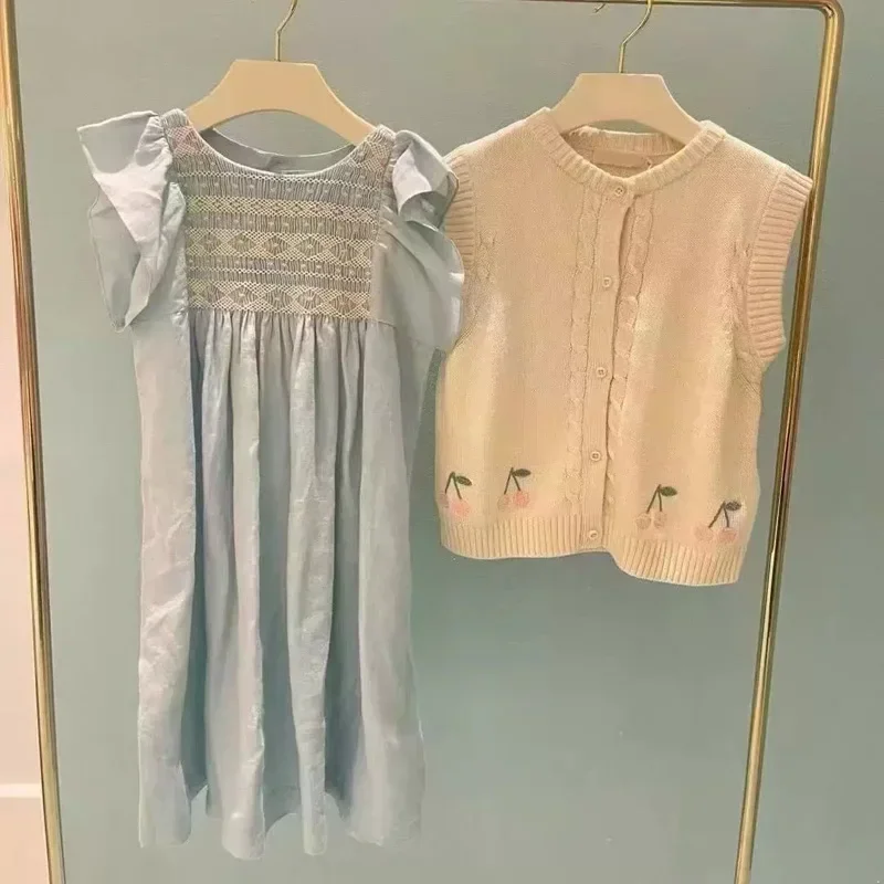 Pre-sale(ship March) 2025 BP Autumn Floral Dress Girl Printed Shirts & Skirt Suit Toddler Girls Clothes Birthday Party Dress