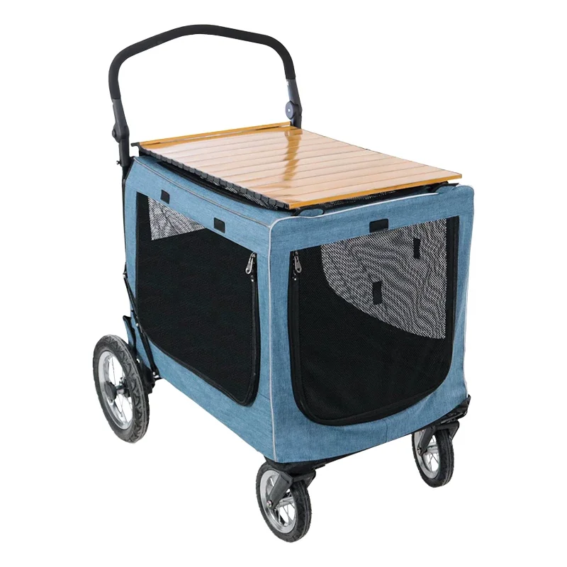 Outdoor Travel Pet Stroller Cart For Multiple Large Dogs And Cats Spacious Wheel Carrier Stable Transport Wagon