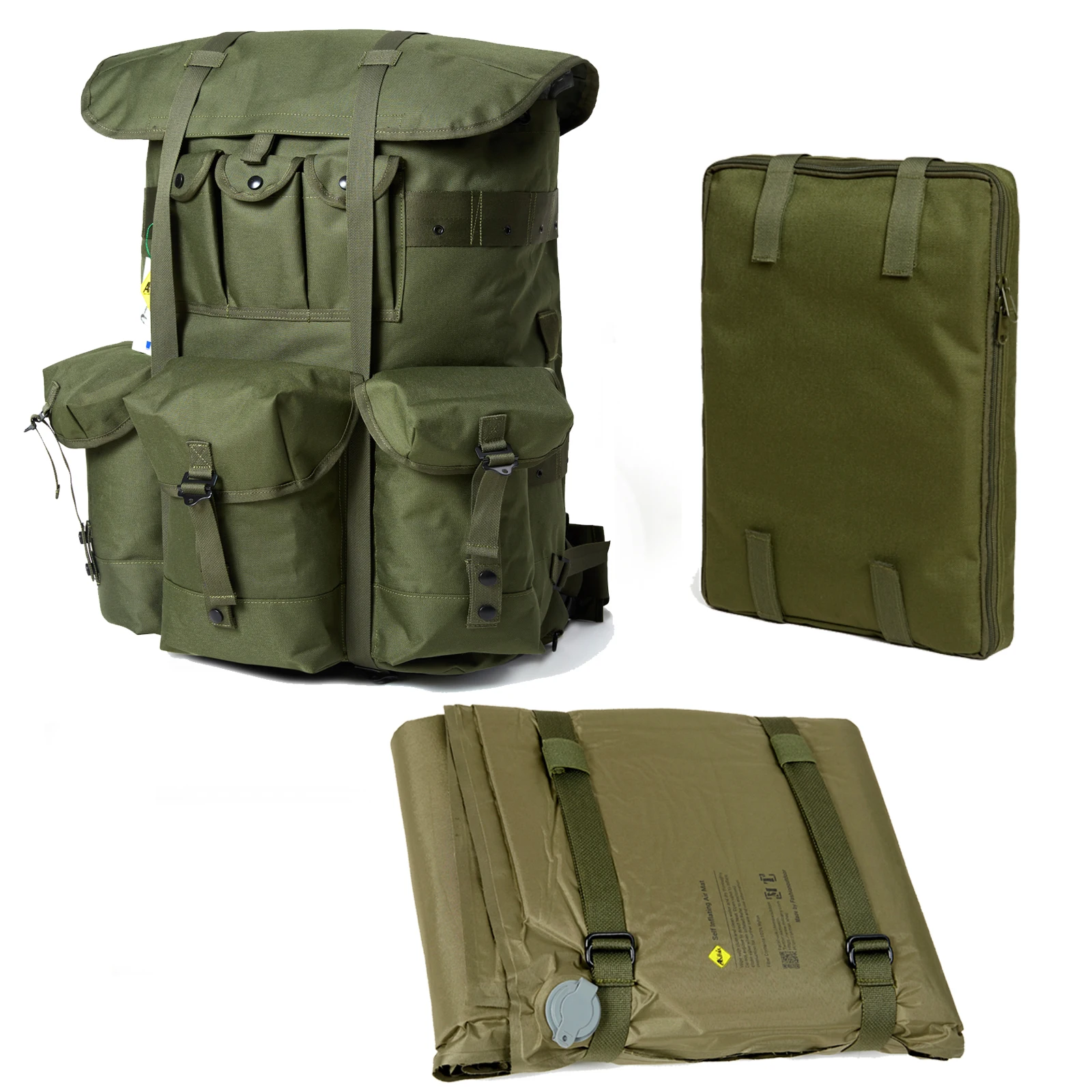 Akmax Military Army Rucksack Alice Pack System with Alloy Frame and Embedded Air Self-Inflating Camp Mat