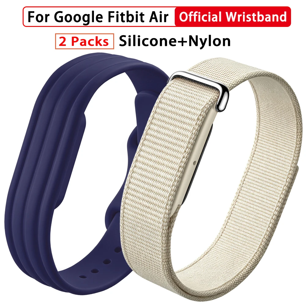 2PCS Nylon+Silicone Strap For Google Fitbit Air Official Band Replacement Active Bracelet For Fitbit Air Sports Loop Wristbands