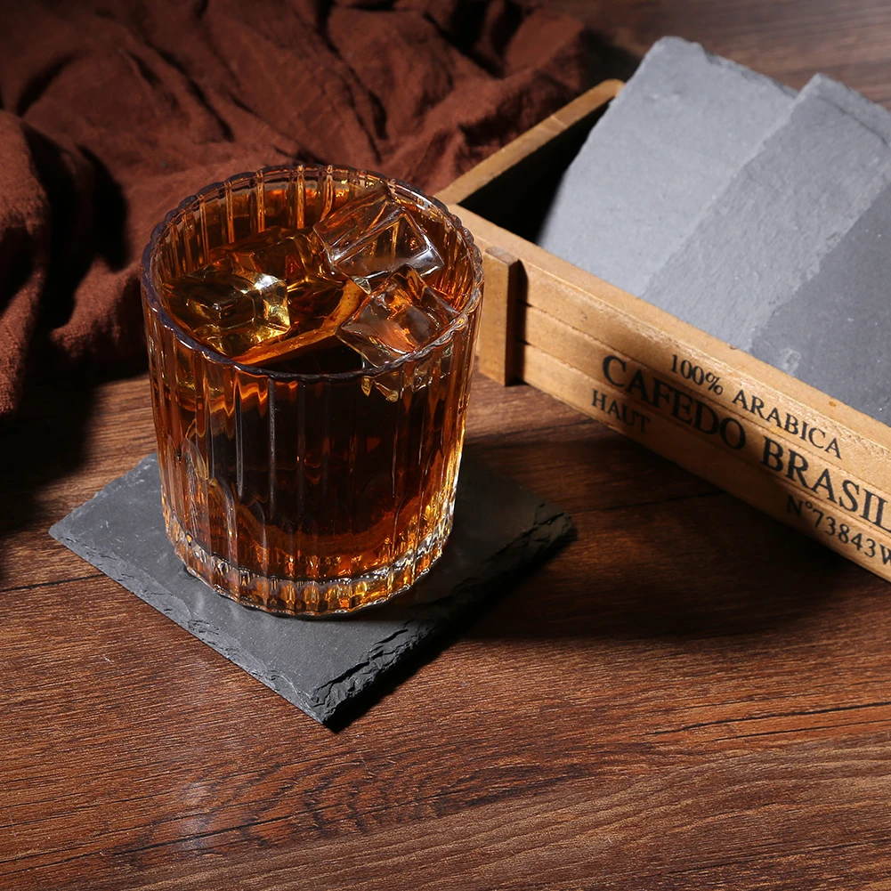 4/8Pc Natural Stone Coasters Cup Cushion Eco-Friendly Slate Drink Coaster Pad Antiskid Coaster for Drinking Cups Bar Mug Glasses