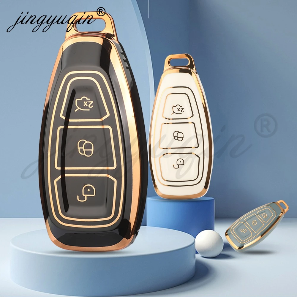 TPU Car Smart Key Case Cover For Ford Focus C-Max S-Max Galaxy Mondeo MK3 MK4 Fiesta Fusion Kuga Ecosport Protect Fob