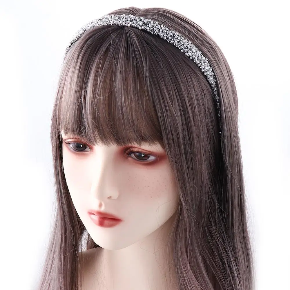 Headwear Fashion Luxury Simple Simulated Pearl Rhinestones Hair Accessories Hair Hoop Crystal Hairbands Pearl Headbands