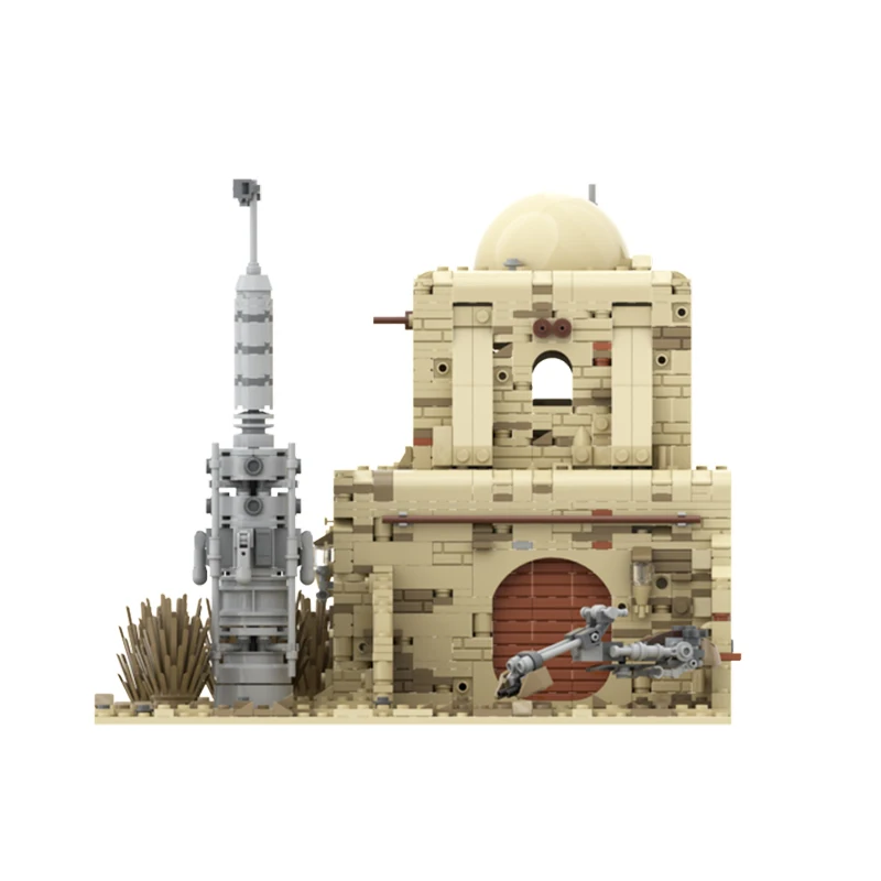 Série de guerra espacial deserto cidade base militar estação radar arquitetura moc bloco de construção casa diy modelo tijolo brinquedos fors presentes