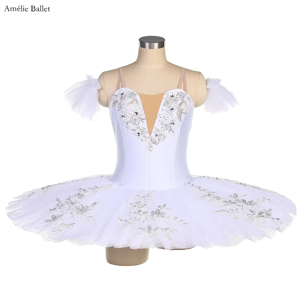 

BLL032 Swan White Pre-Professional Ballet Dance Tutu Costume Ballerina Dress Girls & Women Classical Ballet Pancake Tutus