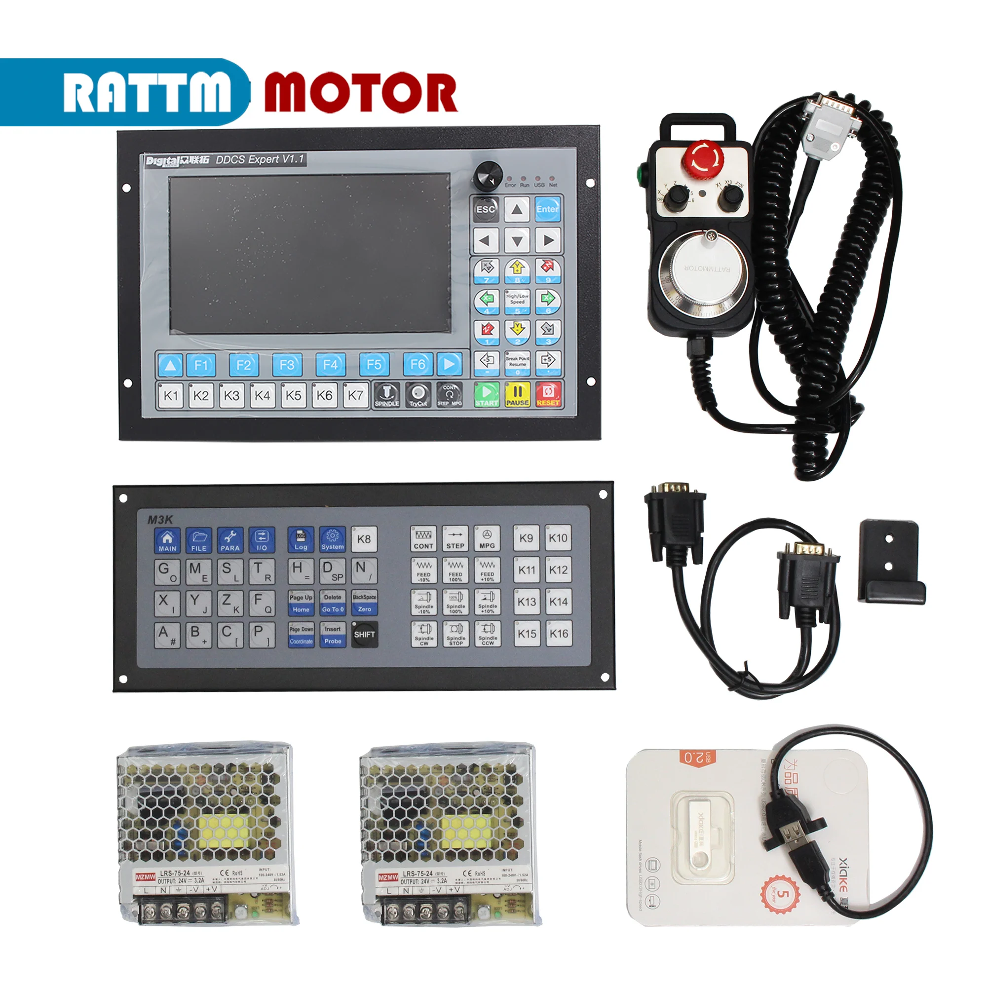 【EU Ship】4 5 Axis DDCS Expert CNC Off-line Motion controller Kit + MPG handwheel + M3K Extended Keyboard