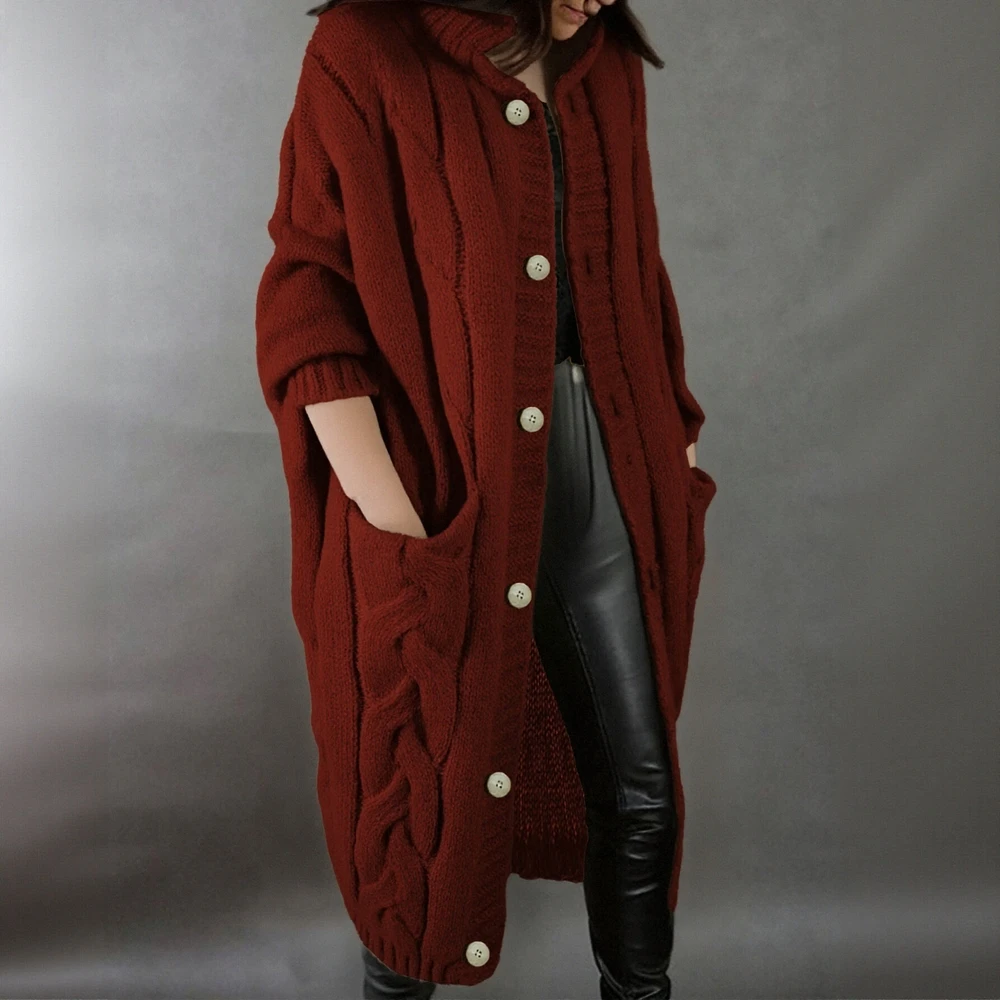 

Женский однотонный свитер на пуговицах с длинными рукавами и открытой передней частью, удобный свободный крой, осенний топ