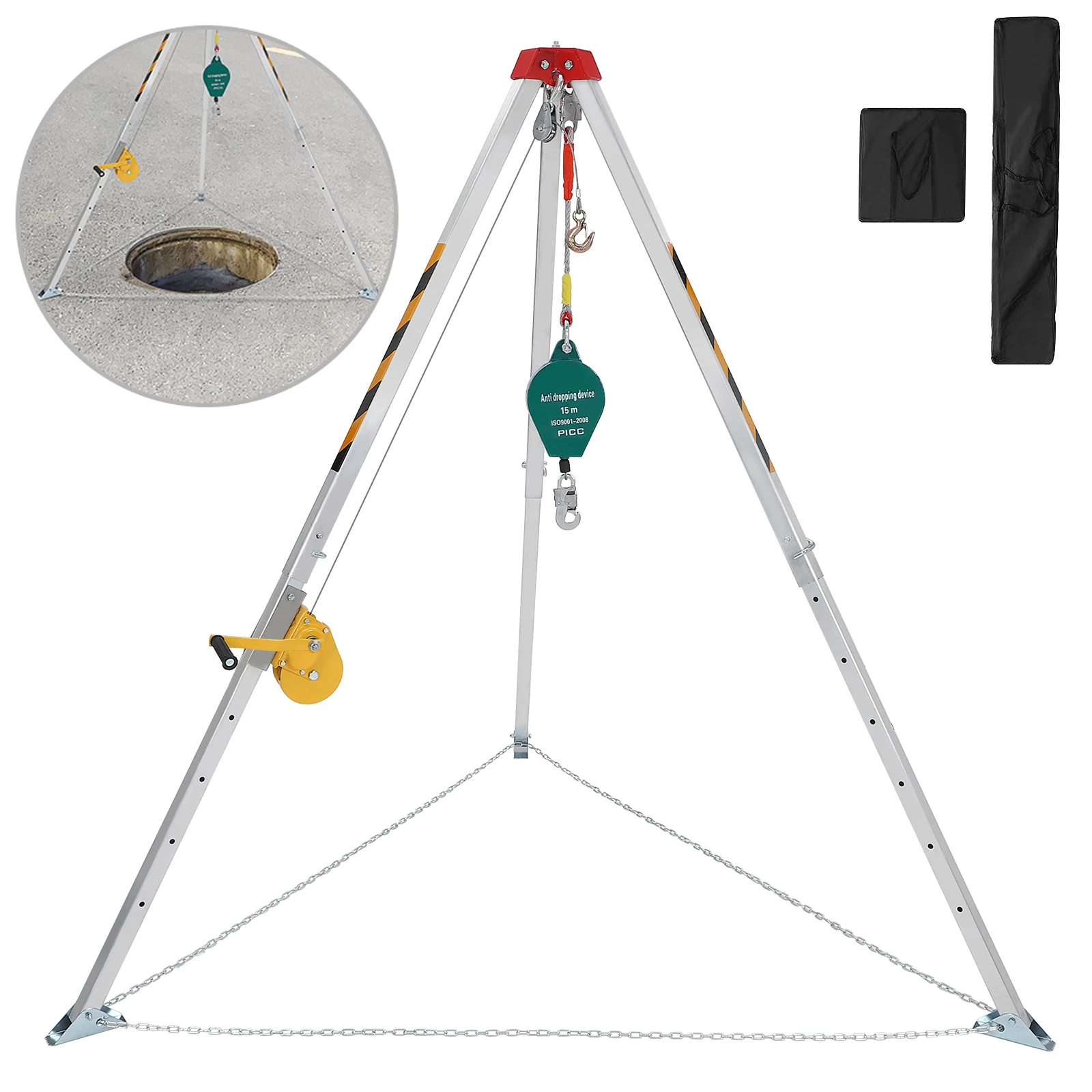 

Комплект штатива для универсального пространства с подъемной лебедкой 1200 фунтов и ограничителем падения, штативом для спасения канализации с защитным самоблокирующимся устройством