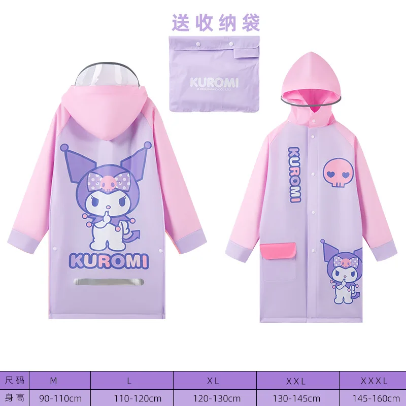 

Kawaii Sanrio аниме пончо дождевик мультфильм Hello Kitty Kuromi Cinnamoroll милый водонепроницаемый большой дождевик креативные подарки для девочек
