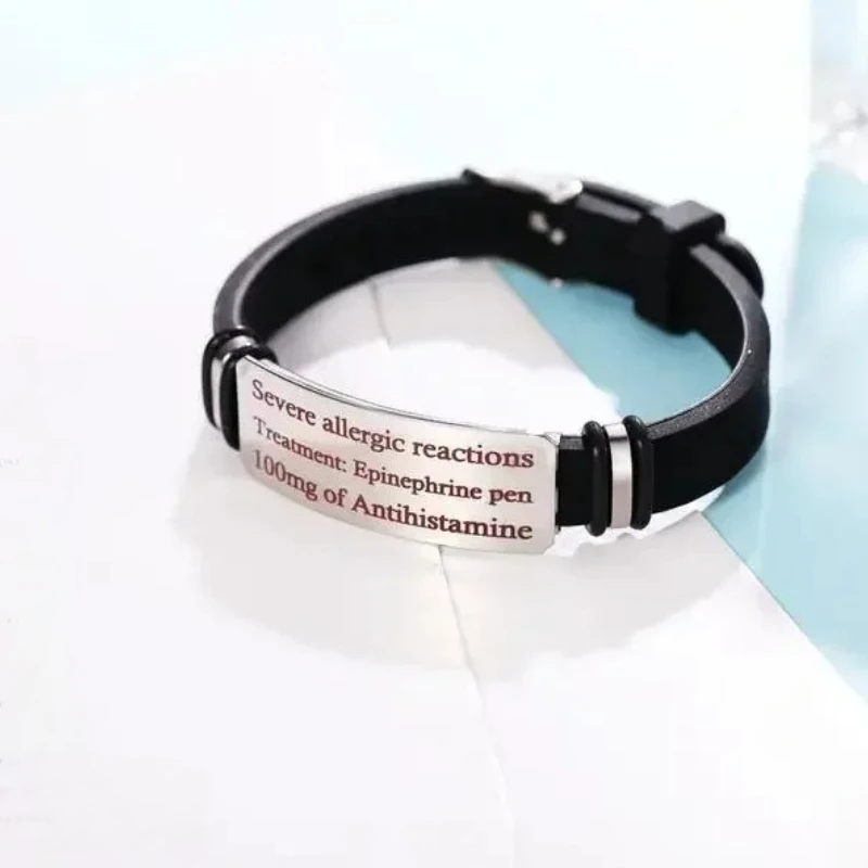Personalisiertes medizinisches Alarm-ID-Tag-Armband, Sport, verstellbare Armbänder, Allergie-ICE-SOS-Armband für Männer und Frauen – Detail 2