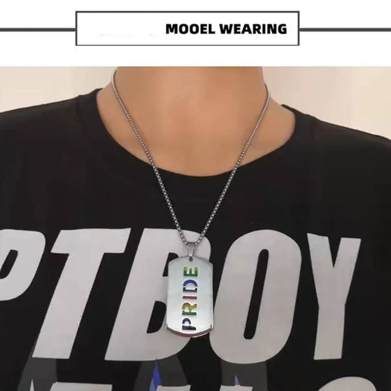 سلسلة قلادة الرجال مثلي الجنس دوبل اسم المعلقات الجملة الرجال قلادة الفولاذ المقاوم للصدأ قلادة طويلة الهيب هوب مجوهرات على الرقبة #3