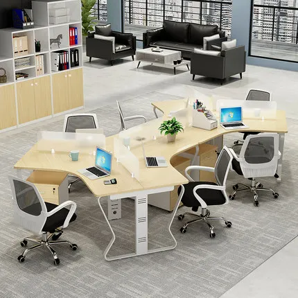 Office staff desk minimalist modern multi person workstation desk chair combination 3/6/8 person computer desk screen