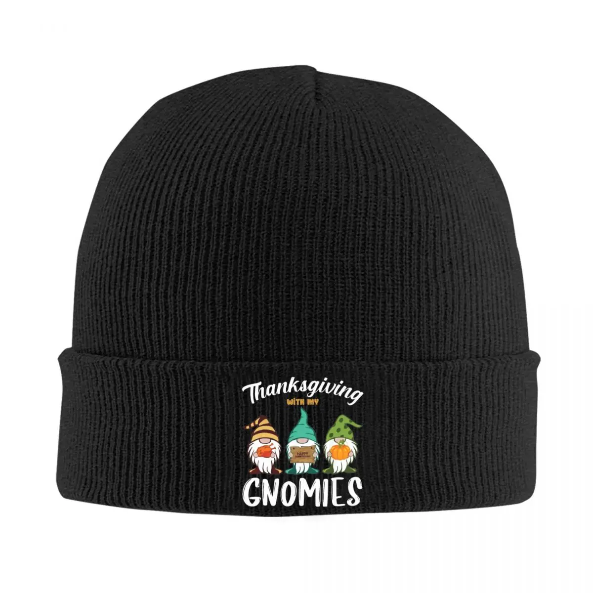 Thanksgiving With My Gnomes Bonnet Hats Turkey Pumpkin Skullies Beanies Men Women Unisex Retro Thermal Elastic Beanie Hats Cap