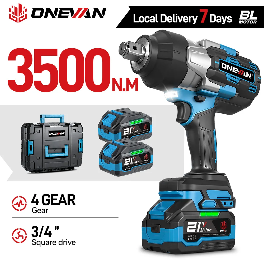 Clé à chocs électrique sans fil ONEVAN 3500 N.m, 3/4 pouce, couple élevé, outils électriques compatibles avec batterie Makita 18V