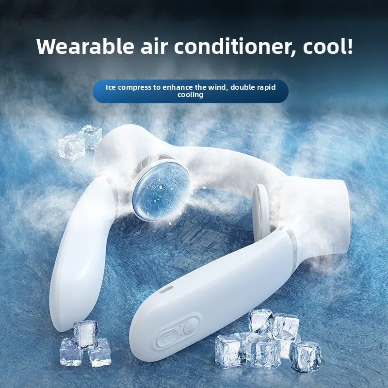 

Полупроводниковый охлаждающий двойной шейный вентилятор с зарядкой через USB, безлопастной вентилятор для кондиционера, уличный портативный шейный вентилятор