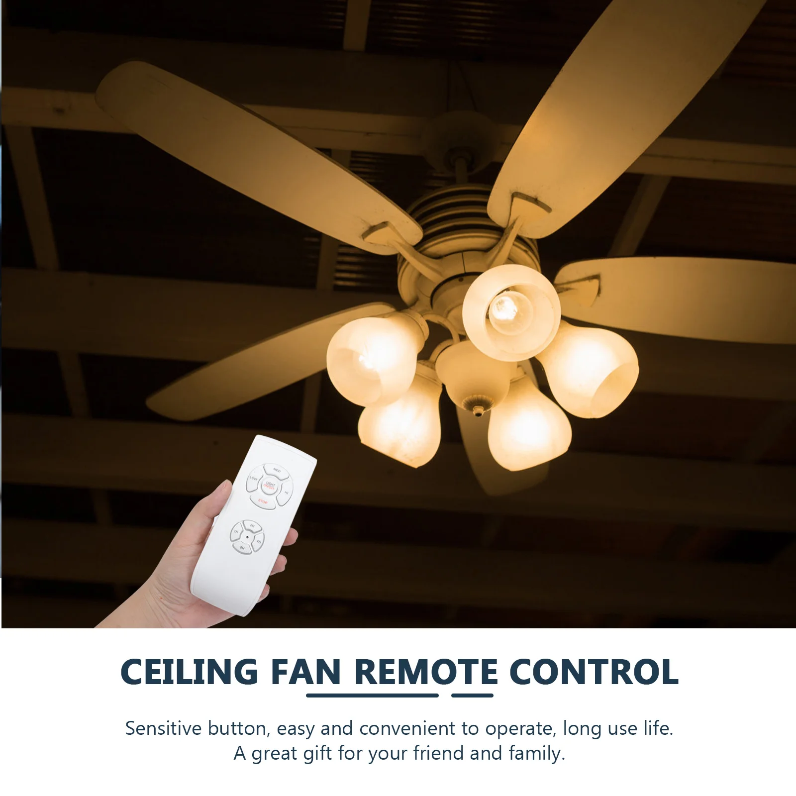 

Universal Ceiling Fan Remote Controller Kit Durable Shock Resistant Comfortable Hold Intelligent Timing for Home Office Hotel