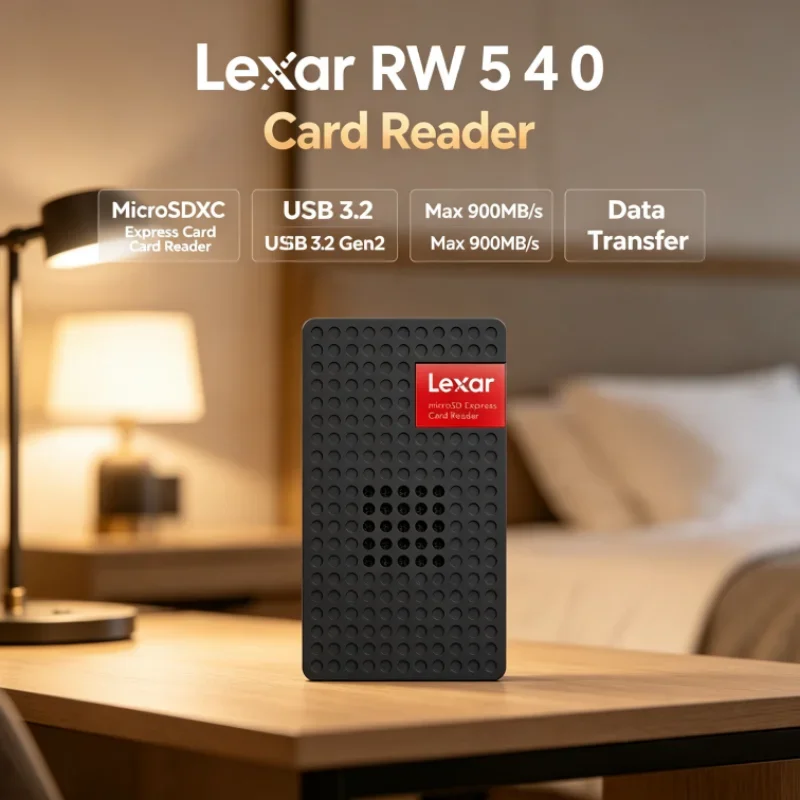 Lexar MicroSDXC Express Card Reader RW540 USB 3.2 Type-C Max 900MB/s Built-in Fan for Switch 2 Data Transfer