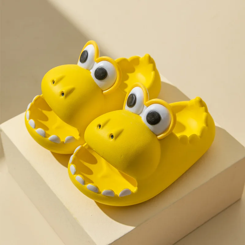 Cute Cartoon Dinosaur Slippers Kids Flip Flop Household Bathroom Beach Non-slip Wading Shoes Children Girls Boys Summer Sandal