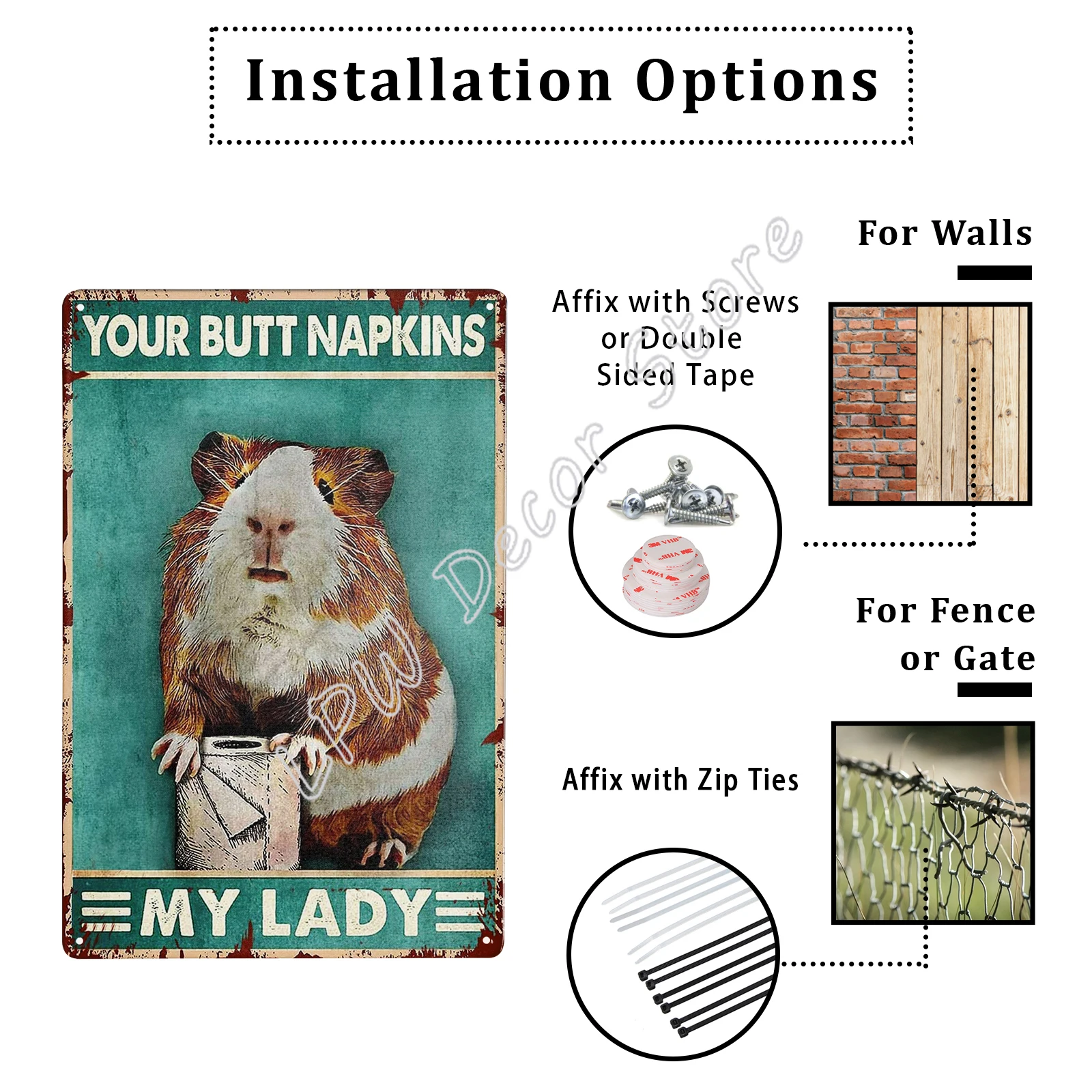 Funny Bathroom Toilet Tin Sign Wall Decor Your Butt Napkins My Lord Vintage Guinea Pig Tin Sign for Home Farmhouse Decor Gift