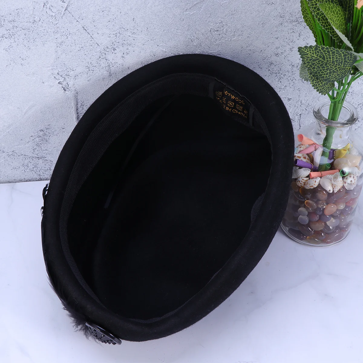 

Air Stewardess Hat Flight Attendant Costume Headwear Retro Women Beret Black Soft Comfortable Washable Lightweight Party