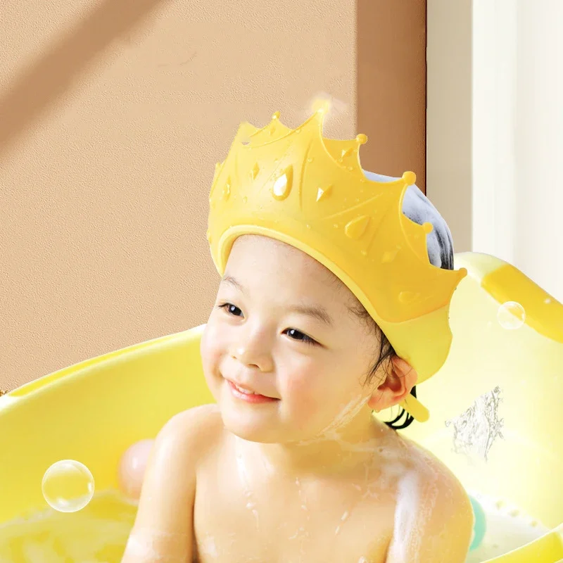 Gorro de ducha para nadar para niños de 0 a 6 años, champú de baño ajustable, protección para los ojos, cubierta de agua para la cabeza, gorro de ducha para el cuidado del bebé