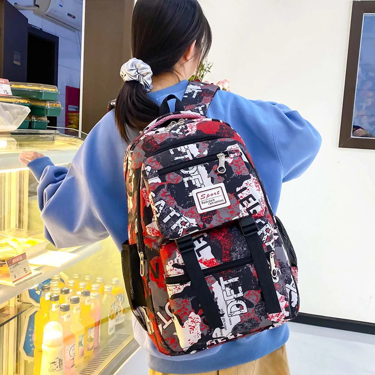 New hot-selling student three-piece backpack street trend leisure backpack graffiti male and female college students backpack