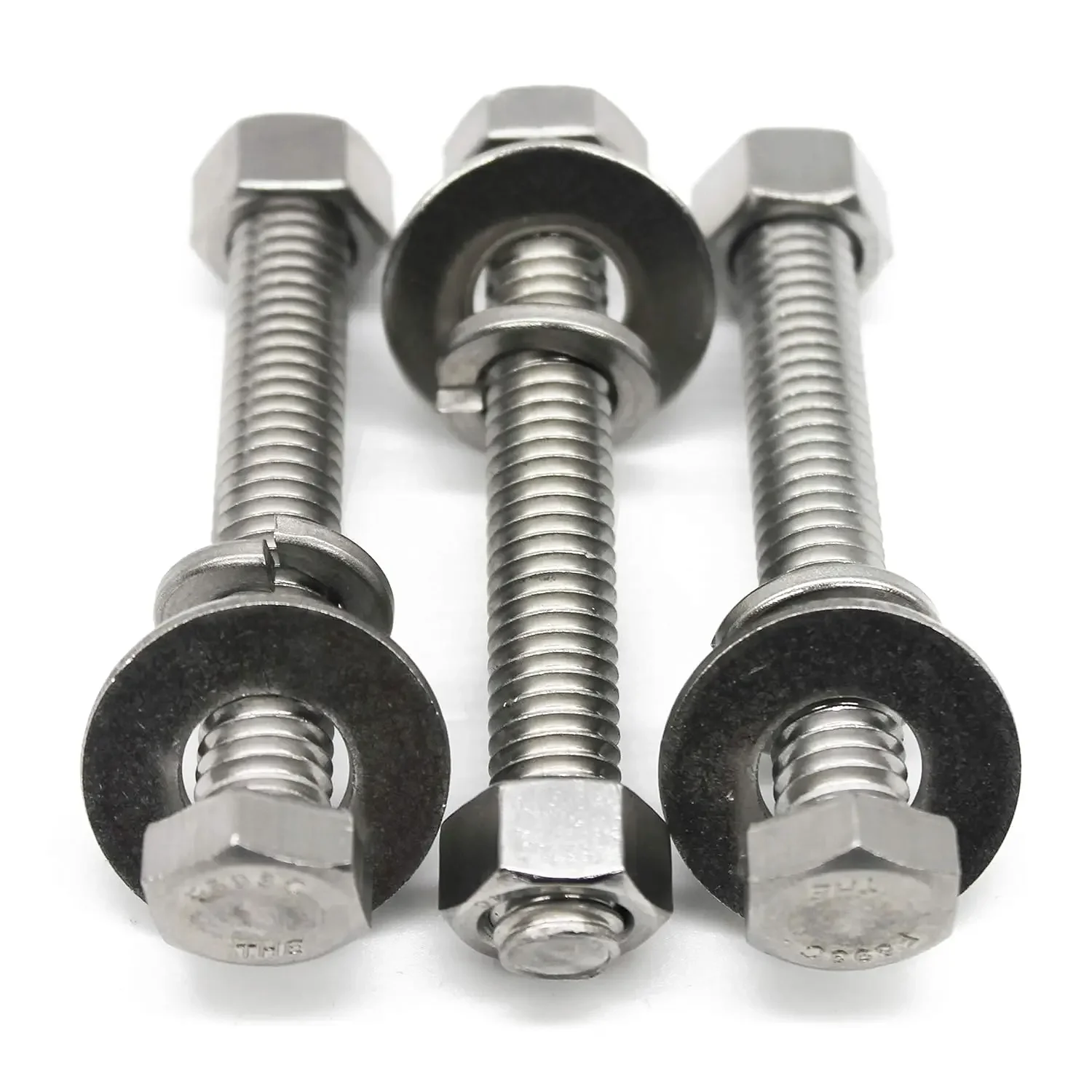 

3/8-16x3 Stainless Steel Hex Head Screws Bolts, Nuts, Washers, 10 Sets