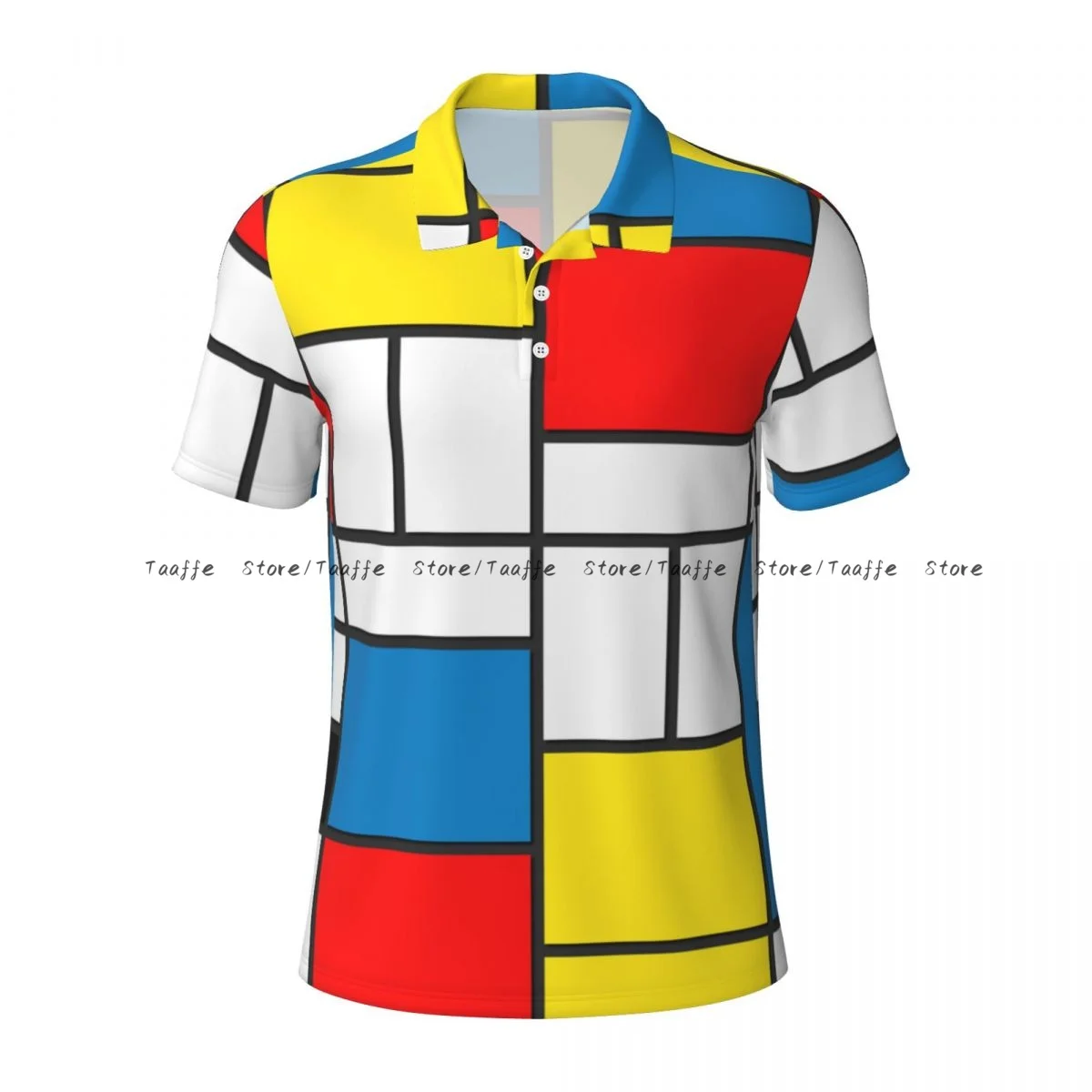 Men's Polo Shirt Piet Mondrian Abstract Cubes Business Casual Lapel Short Sleeve T-shirt top