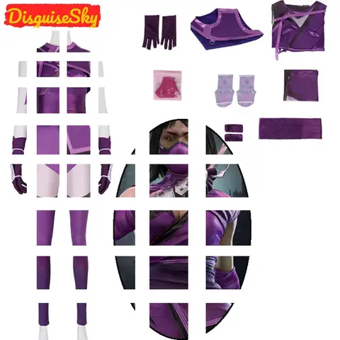 Game Mortal Kombat Cosplay Mileena Purple Costume Suits Adult Women Halloween Roleplay Clothing for Party Carnival Dress Up
