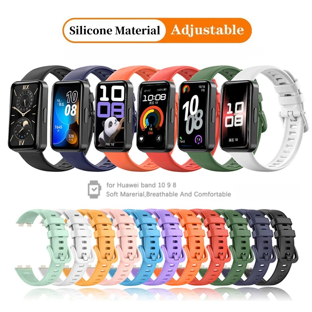 Silicone Watchbands For Huawei Band 10 9 8 Strap Replacement Universal Strap For Huawei Band 10 Correa Bracelet image 4