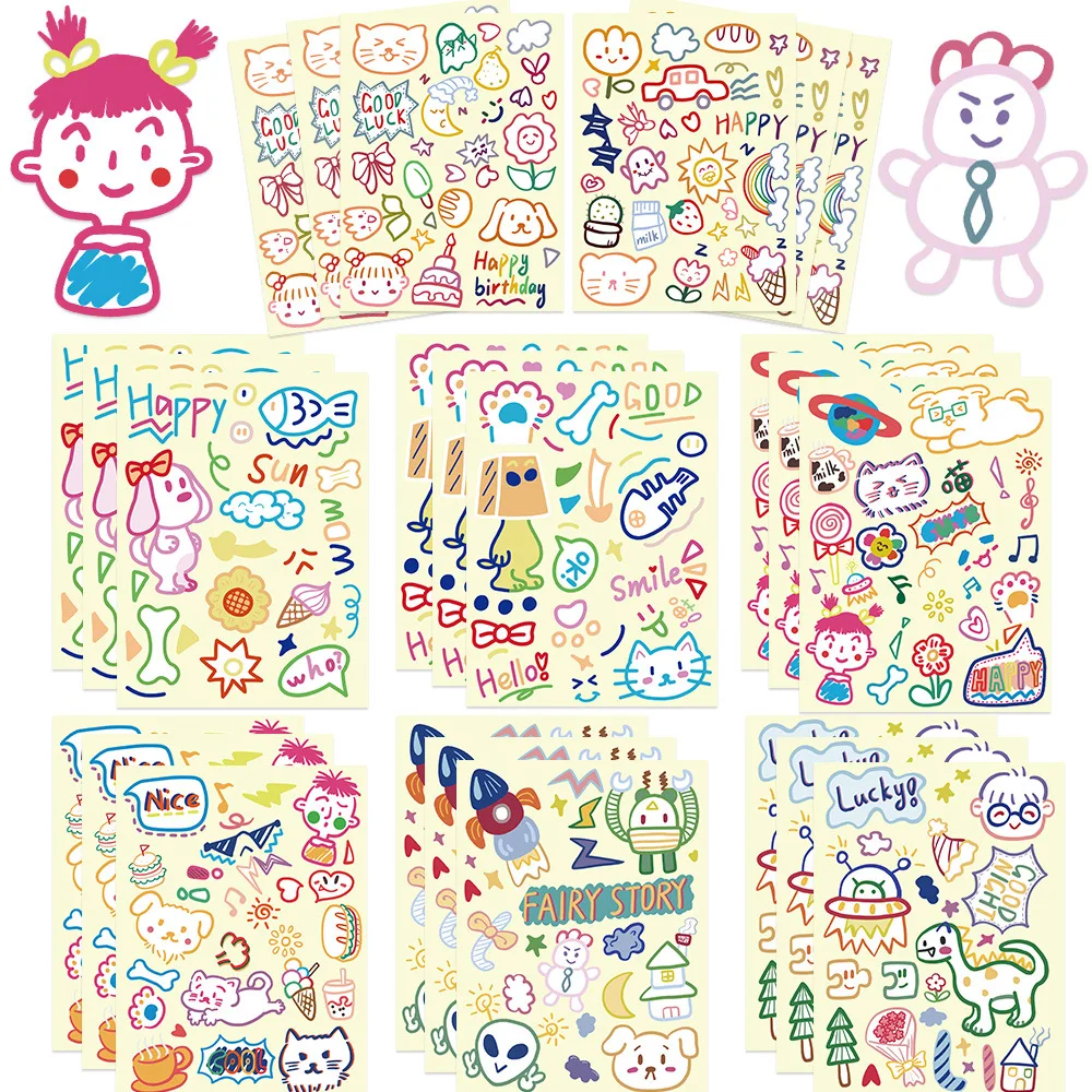 

8 шт. милые граффити DIY водонепроницаемые наклейки украшают игрушку, багаж, ноутбук, Ipad, скейтборд, телефон, автомобильные наклейки, оптовая продажа
