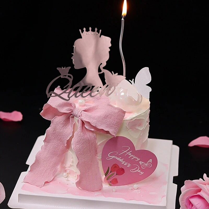 Cake Insertion Card Cute Pink Princess Girls Happy Birthday Party Decoration Cake Topper Baby Shower Supplies Kids Gifts