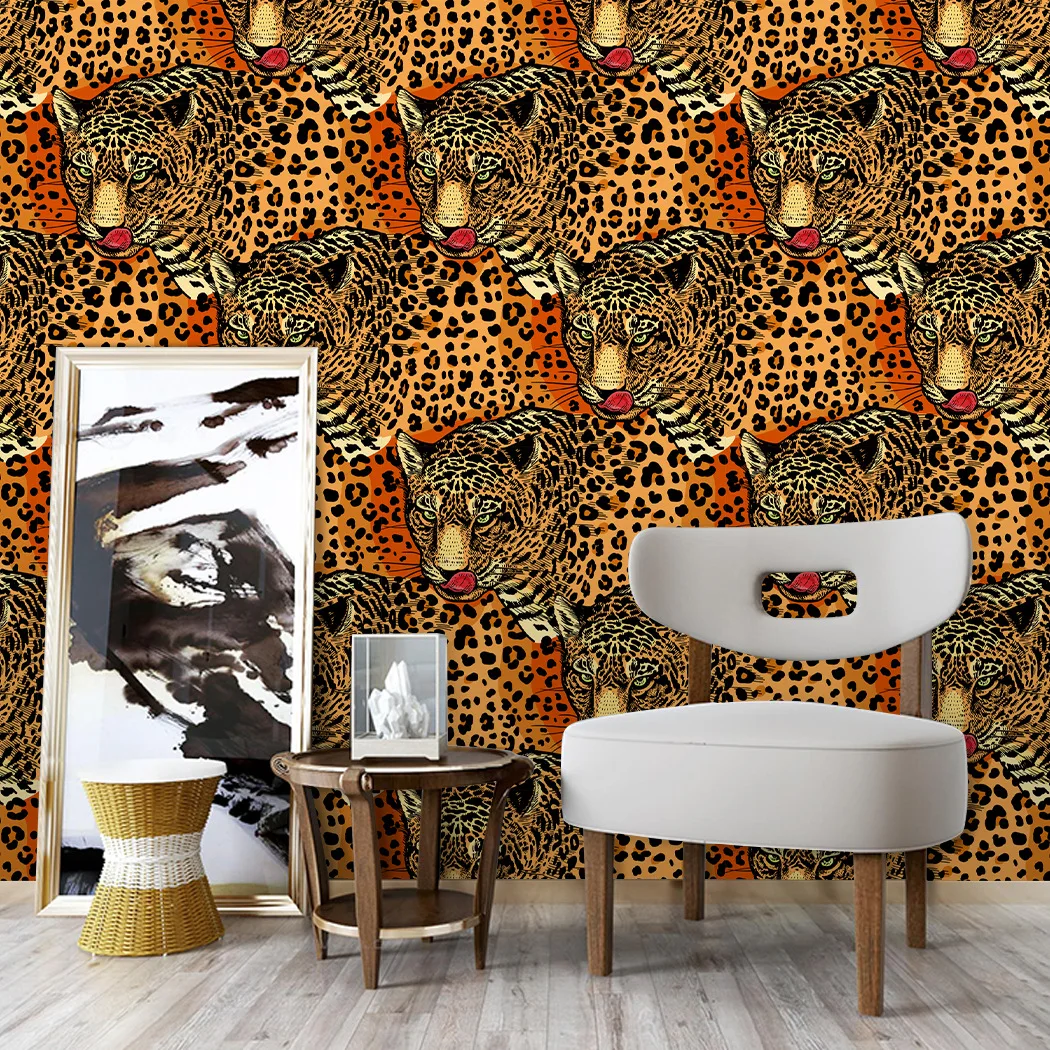 2022 New Zodiac Tiger Animal Texture Wallpaper Self-Adhesive Pvc Waterproof Living Room Bedroom Wall Stickers Contact Wallpaper