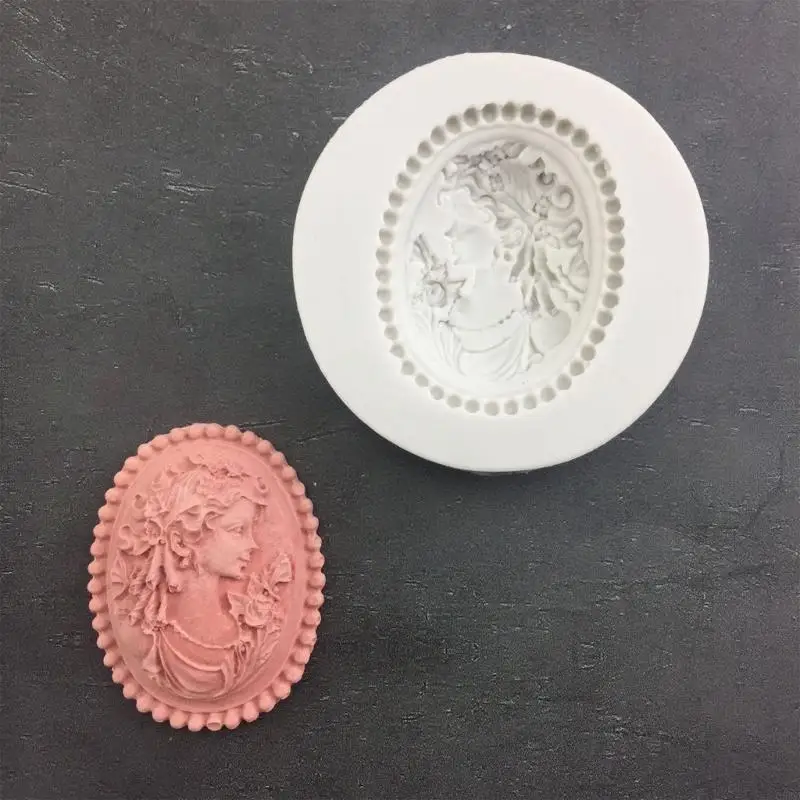 Handmade-Fondant Mold Victorian-Oval-Frame Silicone Mold Queens Portrait Seal Resin Mold for Cake Decorating Baking Mold Q5WC