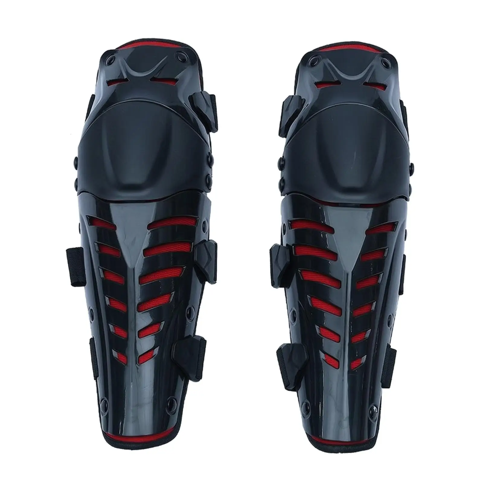 Knee Shin Guard with Hard Plastic Shell Impact-Resistant Knee-and-Shin Guard with Adjustable Straps Breathable Heavy Duty
