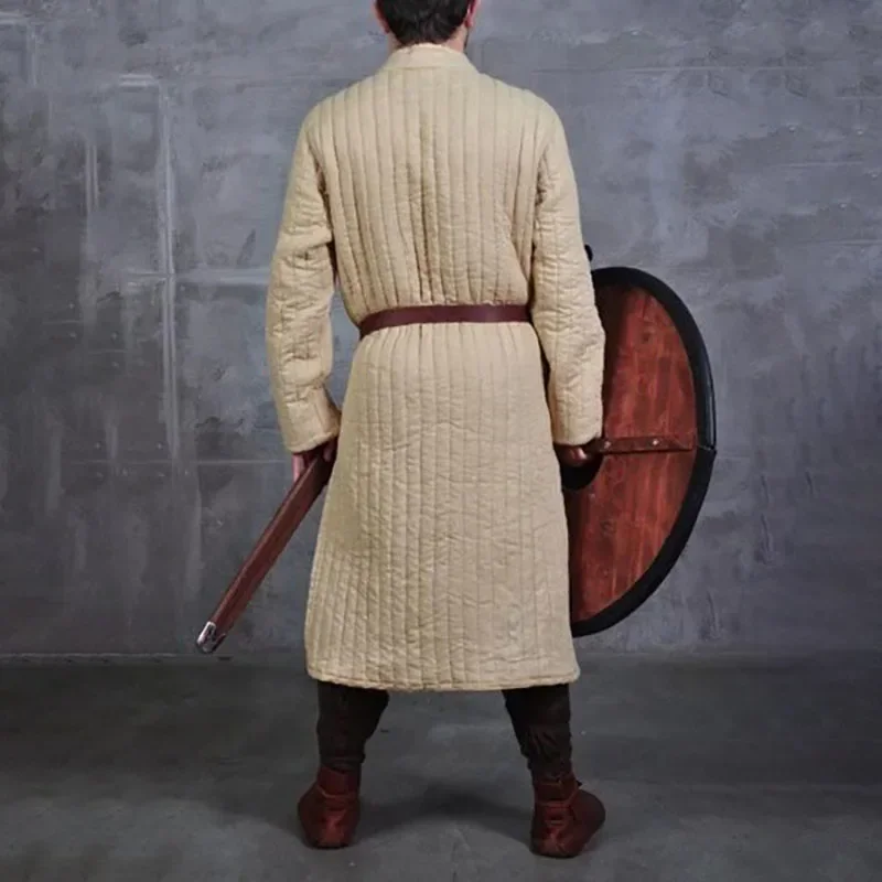 중세 Gambeson 남성용 가죽 갑옷 재킷, 패딩 코트, 전사 기사, 할로윈 코스튬, 성인 OA용 아케톤 복장