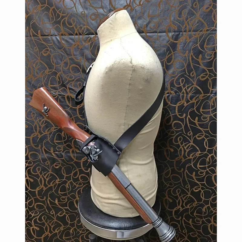 Funda para pistola pirata renacentista Flintlock, bolso de cuero PU, cinturón de hombro, soporte para Blunderbuss, disfraz de capitán Baldric