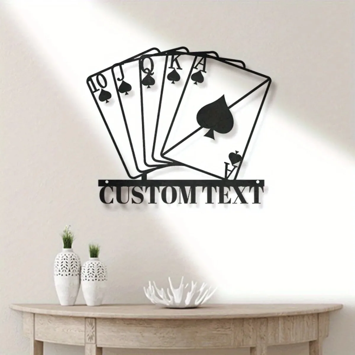 Custom Metal Playing Card Wall Art | Contemporary Design (Feather-Free/Non-Electric) | Game/Poker Room Decor
