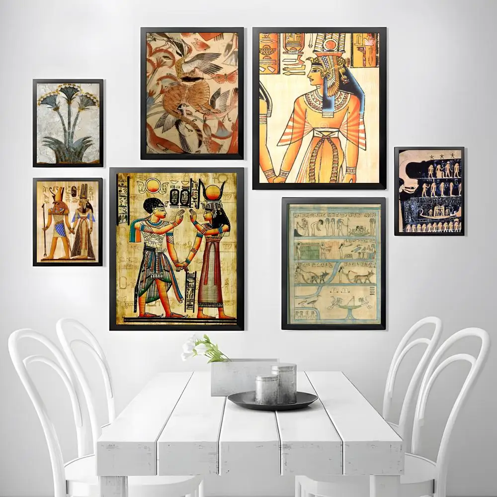 Ancient Egyptian Art Form Papyrus Painting Poster HD art sticky wall waterproof home living room bar aesthetic decoration