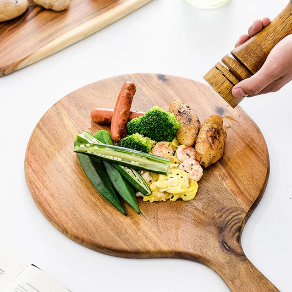 

Wooden Pizza Board Round Platter Bread Appetizer Tray Saucer Bamboo Paddle Design Kitchen Tool Food Serving Storage Trays Safe