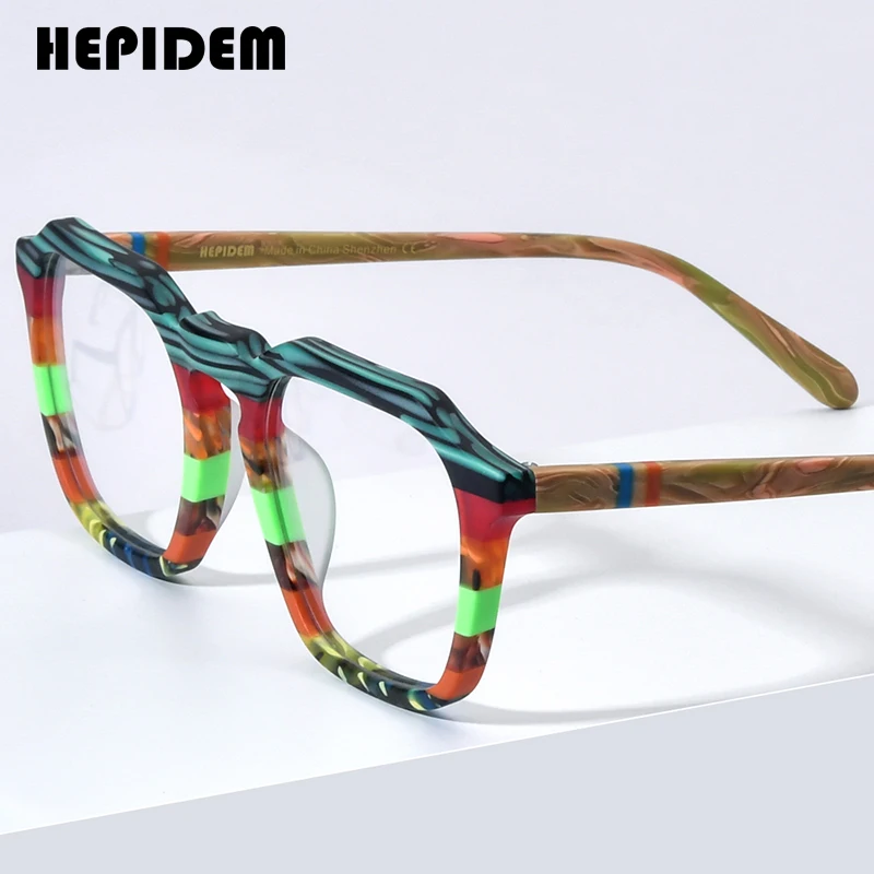 

HEPIDEM Matte Acetate Glasses Frame Men 2023 Colorful Retro Square Women Eyeglasses Spectacles Eyewear 9292