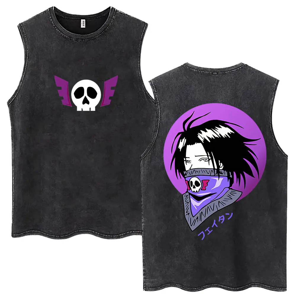 Anime Hunter X Hunter Vintage Washed Tank Tops Feitan Potoo Harajuku Manga Vests Men Women Casual Cotton Sleeveless T Shirts Y2k