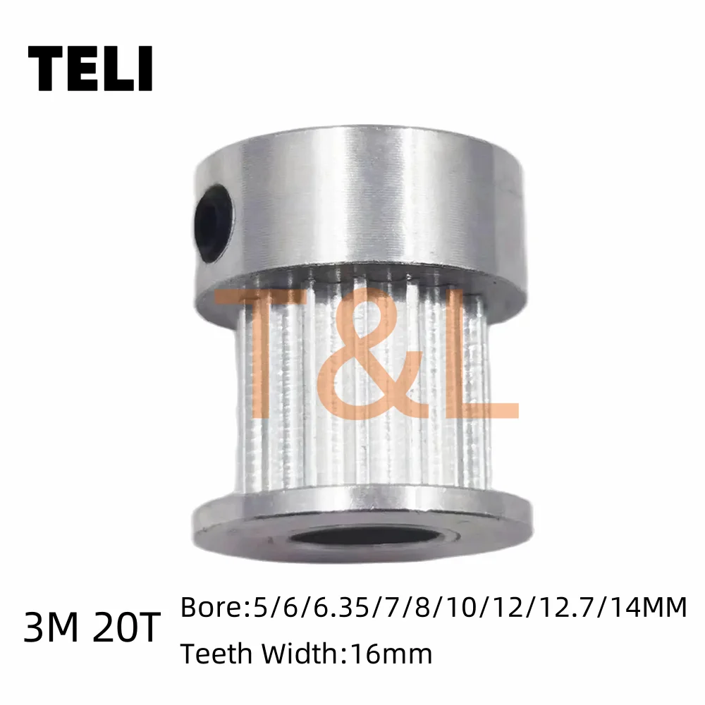 

HTD 3M 20 Tooth Timing Pulley Bore 5/6/6.35/7/8/10/12//12.7/14mm Synchronous Wheel For Teeth Width 16mm 3D Printer 3M Gears 15T