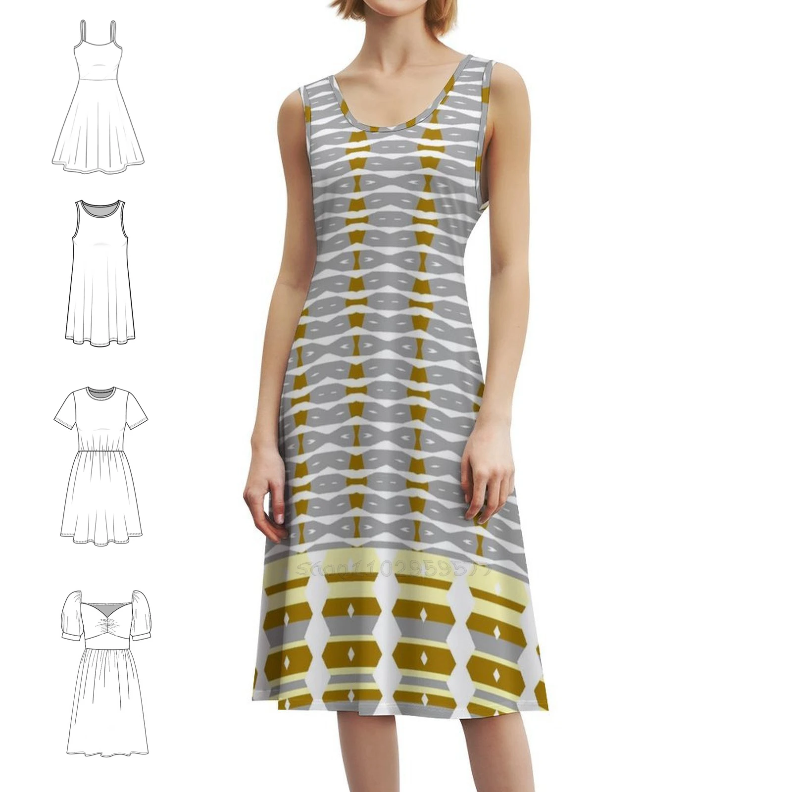 

Beautiful Royal Silver And Gold Design Floral Smock Dress For Women Spring Summer Casual Dress For Party Beautiful Gold Silver