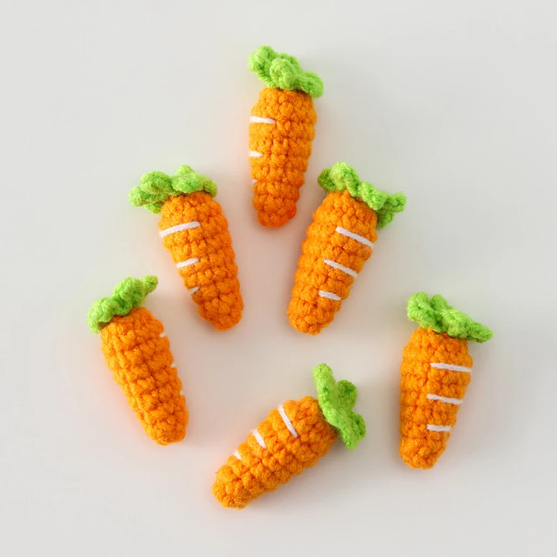 4PCS Handmade Knitted Hooked Carrot Accessories Wool Flower Bouquet Clothing Shoes Hats