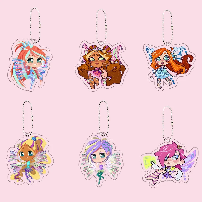 Porte-clés en acrylique Bloom, personnages de jeu Sirenix Flora Stella Aisha Musa, accessoire de sac, pendentif décoratif, porte-clés de dessin animé, cadeau d'anniversaire