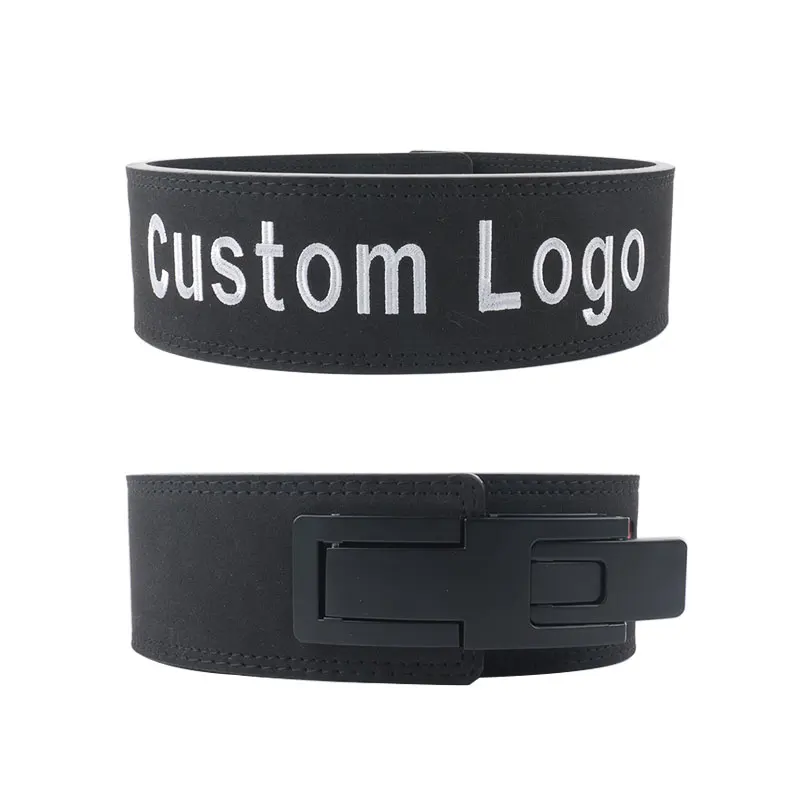 Custom Logo Squat Powerlifting Double Holes Adjustable Embroidery Lever Buckle Weight lifting Belt Gym Belt For Men